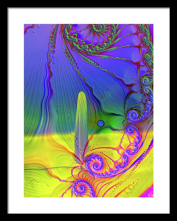 Textured Fractals and Feather - Framed Print