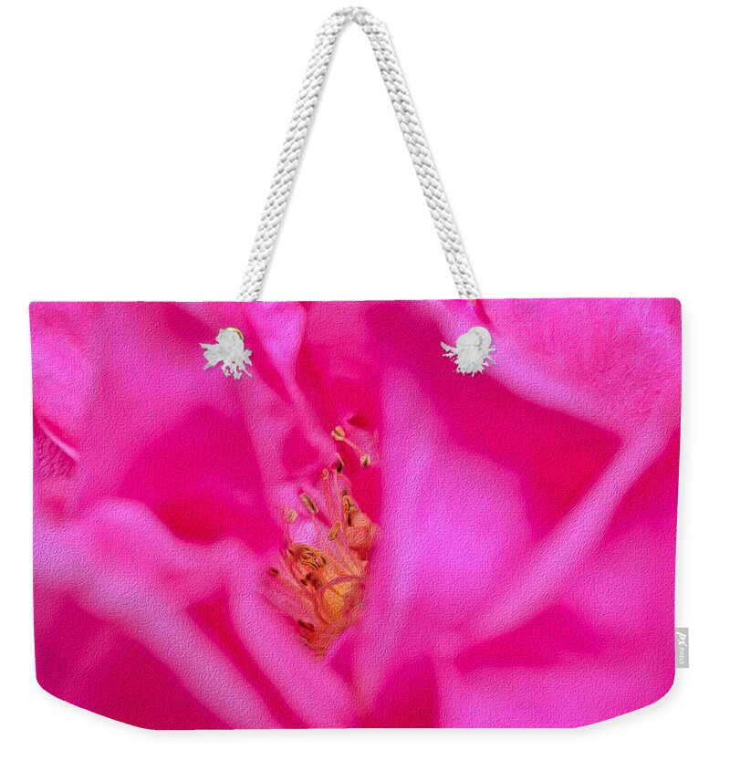 The inside of a Magenta Flower Landscape - Weekender Tote Bag