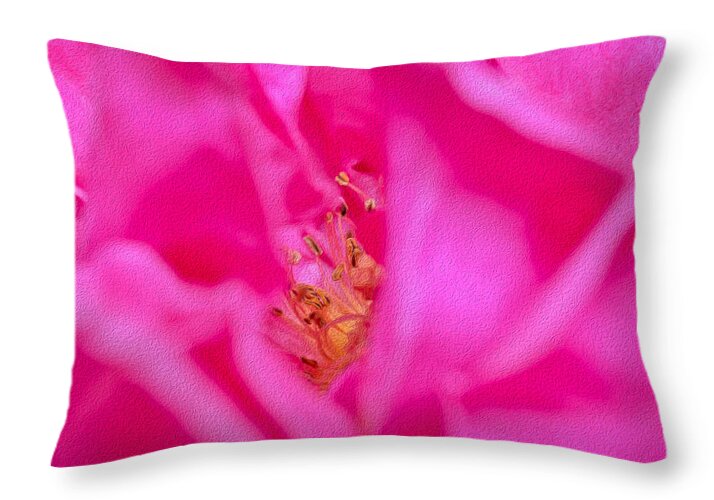 The inside of a Magenta Flower Landscape - Throw Pillow