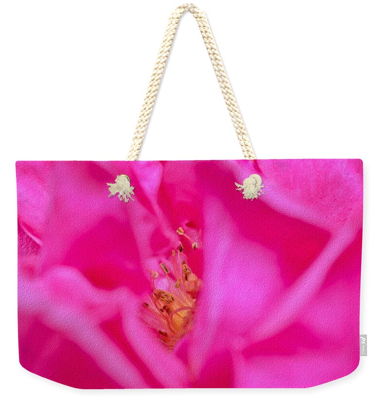 The inside of a Magenta Flower Landscape - Weekender Tote Bag