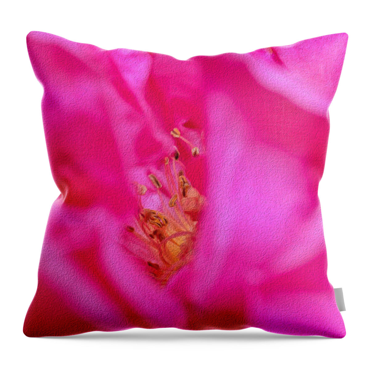 The inside of a Magenta Flower Landscape - Throw Pillow