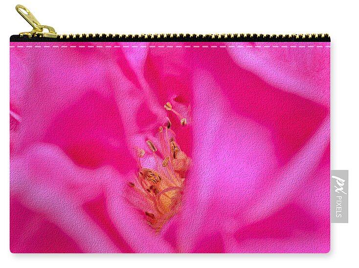 The inside of a Magenta Flower Landscape - Zip Pouch