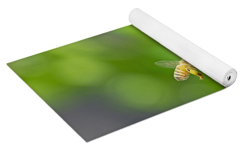 The Love of a Bee for Magenta Flowers - Yoga Mat