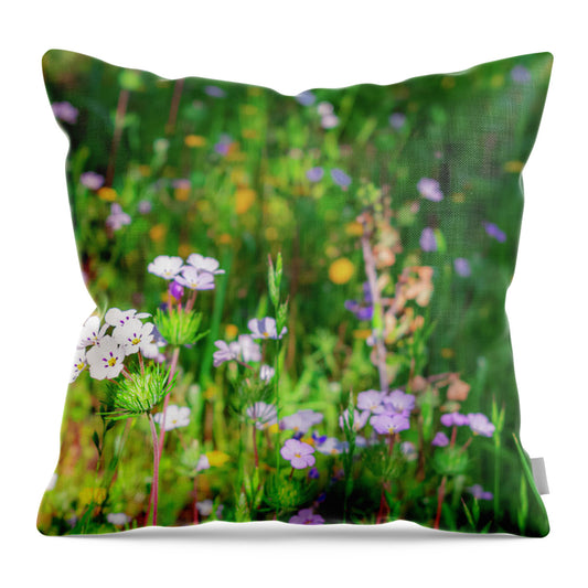 Tiny Flowers in the Meadow - Throw Pillow