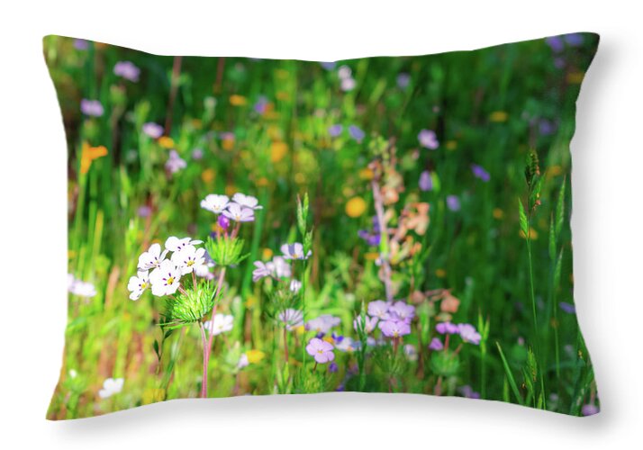 Tiny Flowers in the Meadow - Throw Pillow