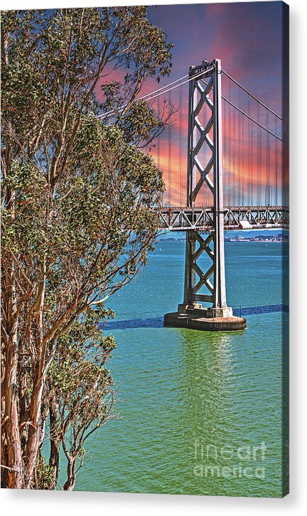 San Francisco Oakland Bay Bridge Vibrant Landscape - Acrylic Print
