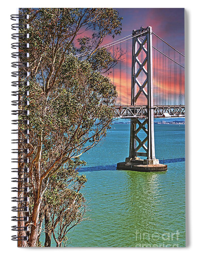 San Francisco Oakland Bay Bridge Vibrant Landscape - Spiral Notebook