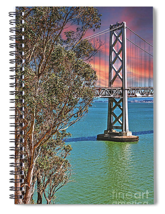 San Francisco Oakland Bay Bridge Vibrant Landscape - Spiral Notebook