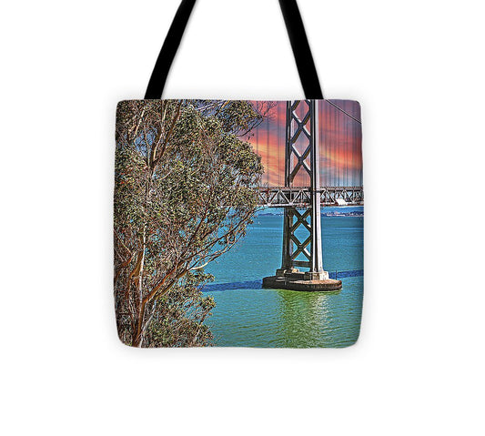 San Francisco Oakland Bay Bridge Vibrant Landscape - Tote Bag