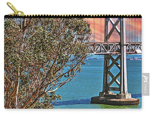 San Francisco Oakland Bay Bridge Vibrant Landscape - Zip Pouch