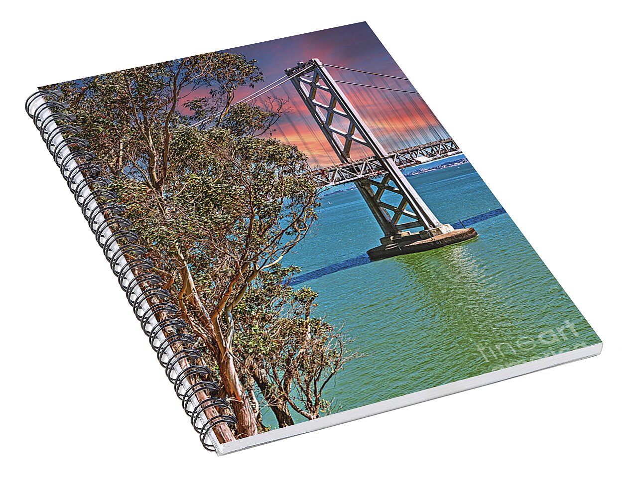 San Francisco Oakland Bay Bridge Vibrant Landscape - Spiral Notebook
