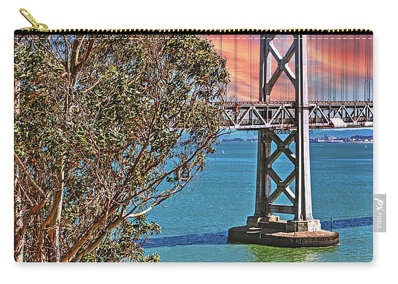 San Francisco Oakland Bay Bridge Vibrant Landscape - Zip Pouch