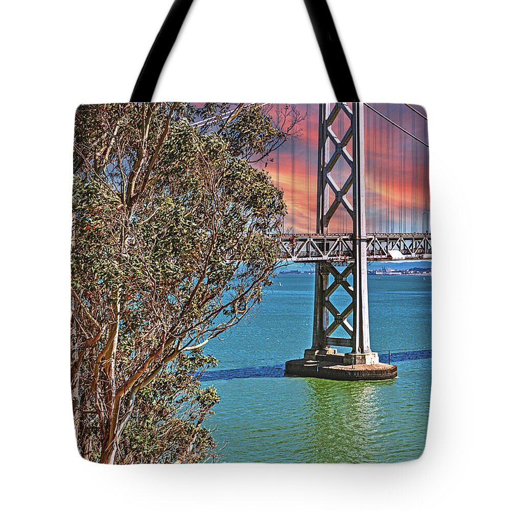 San Francisco Oakland Bay Bridge Vibrant Landscape - Tote Bag
