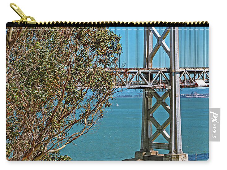 San Francisco Oakland Bay Bridge with a Blue Sky Seascape - Zip Pouch