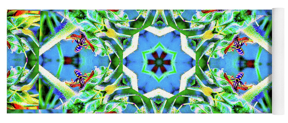 Wasp Kaleidoscope Six pointed Star Pattern - Yoga Mat