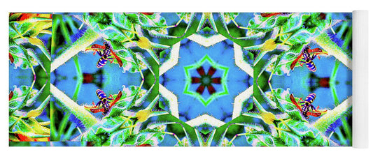 Wasp Kaleidoscope Six pointed Star Pattern - Yoga Mat