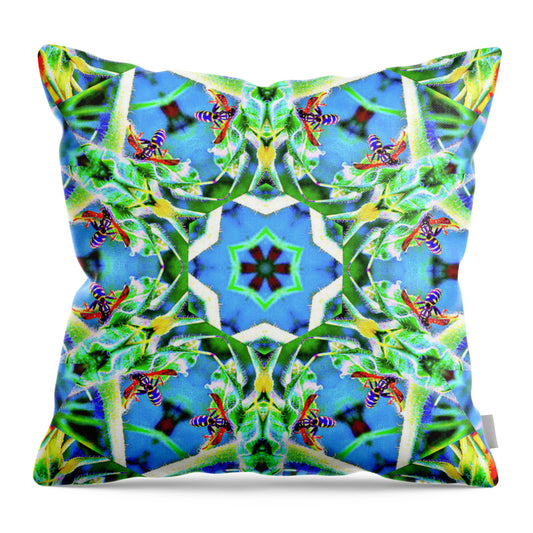 Wasp Kaleidoscope Six pointed Star Pattern - Throw Pillow
