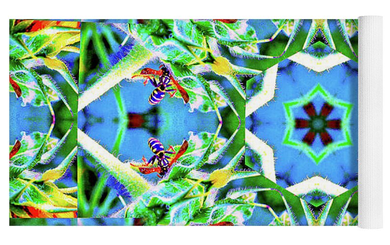 Wasp Kaleidoscope Six pointed Star Pattern - Yoga Mat