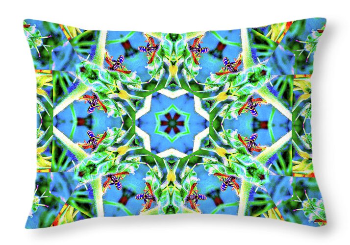 Wasp Kaleidoscope Six pointed Star Pattern - Throw Pillow