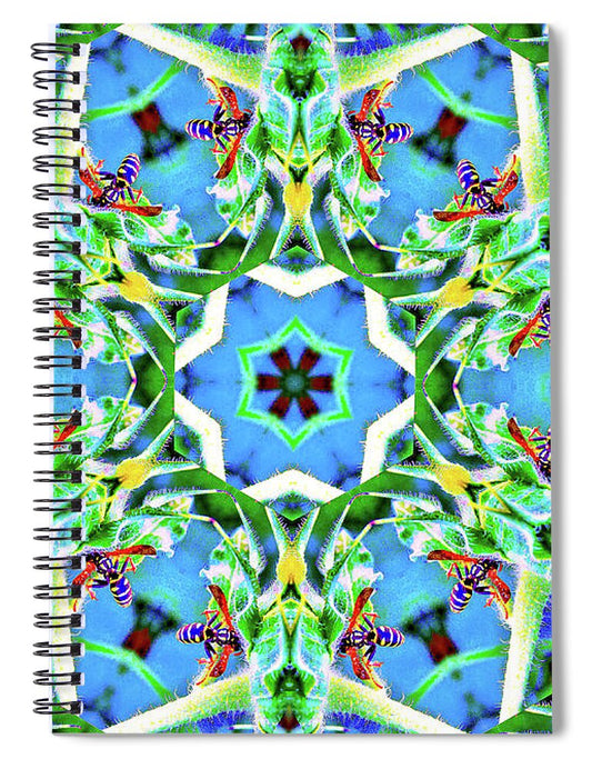 Wasp Kaleidoscope Six pointed Star Pattern - Spiral Notebook