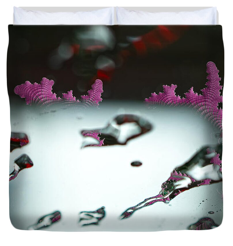 Water Drops and Pink Abstracts - Duvet Cover