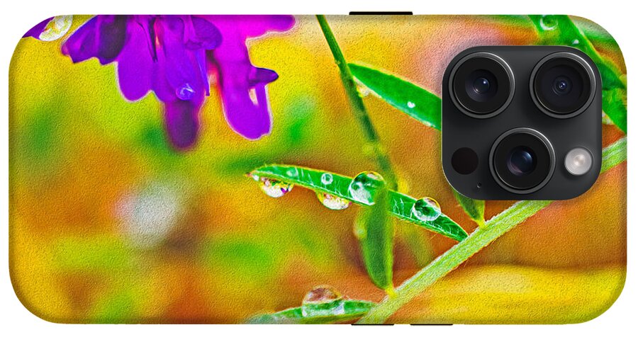Water Drops on Flowers and Their Tiny Leaves - Phone Case
