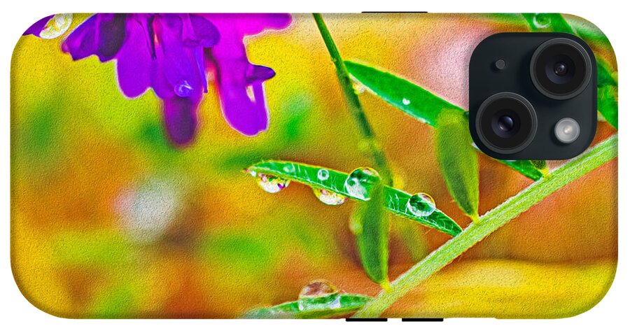 Water Drops on Flowers and Their Tiny Leaves - Phone Case