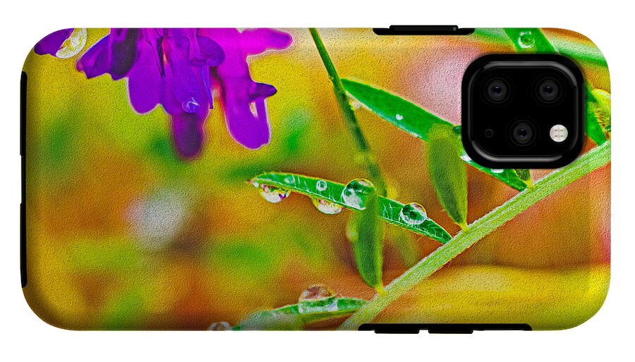 Water Drops on Flowers and Their Tiny Leaves - Phone Case