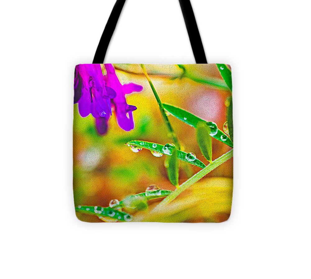 Water Drops on Flowers and Their Tiny Leaves - Tote Bag