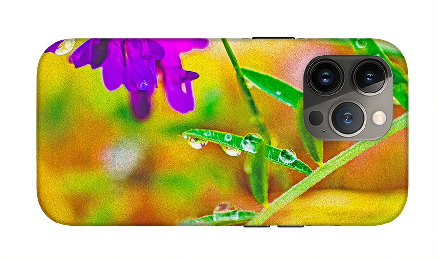 Water Drops on Flowers and Their Tiny Leaves - Phone Case