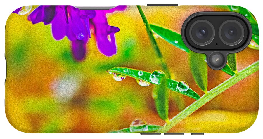 Water Drops on Flowers and Their Tiny Leaves - Phone Case