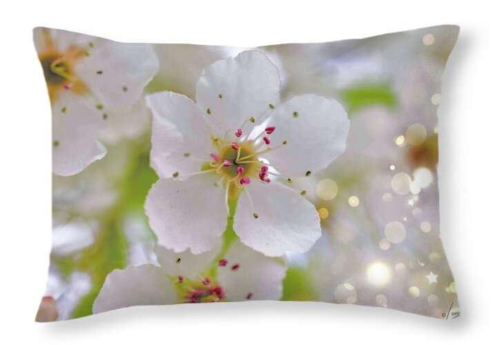 White and Sparkly Blooms - Throw Pillow