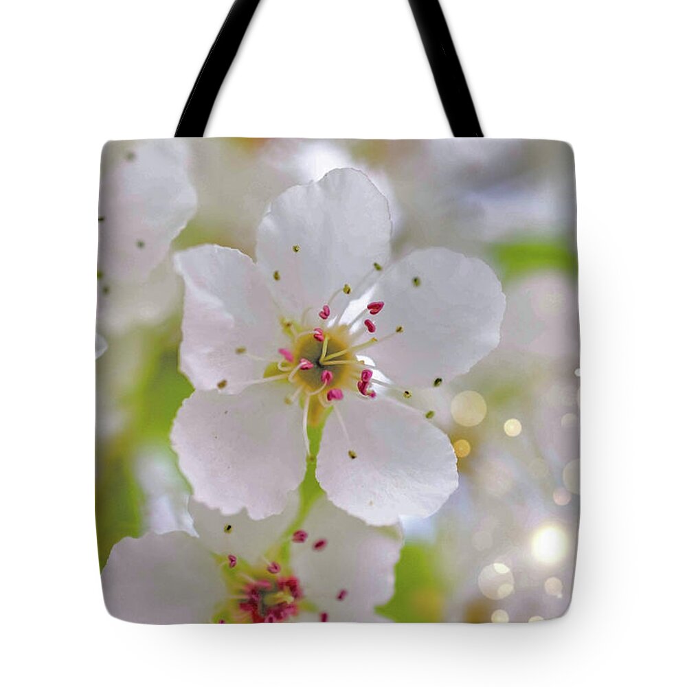 White and Sparkly Blooms - Tote Bag