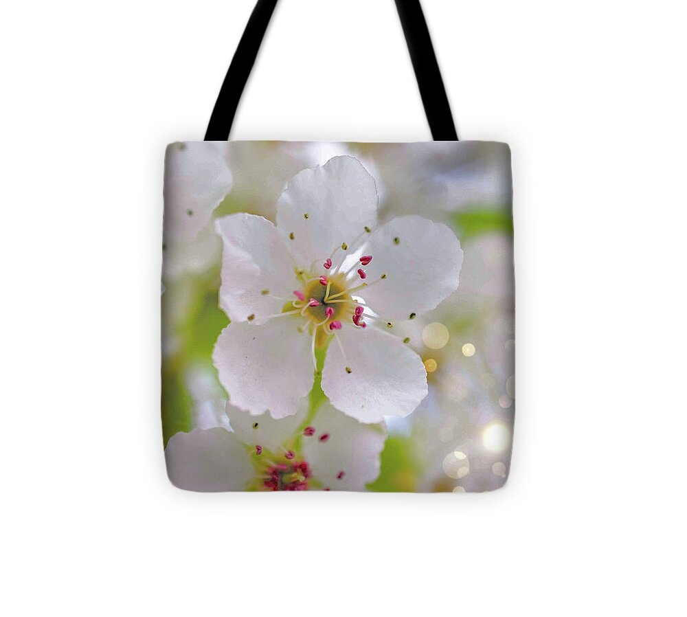 White and Sparkly Blooms - Tote Bag