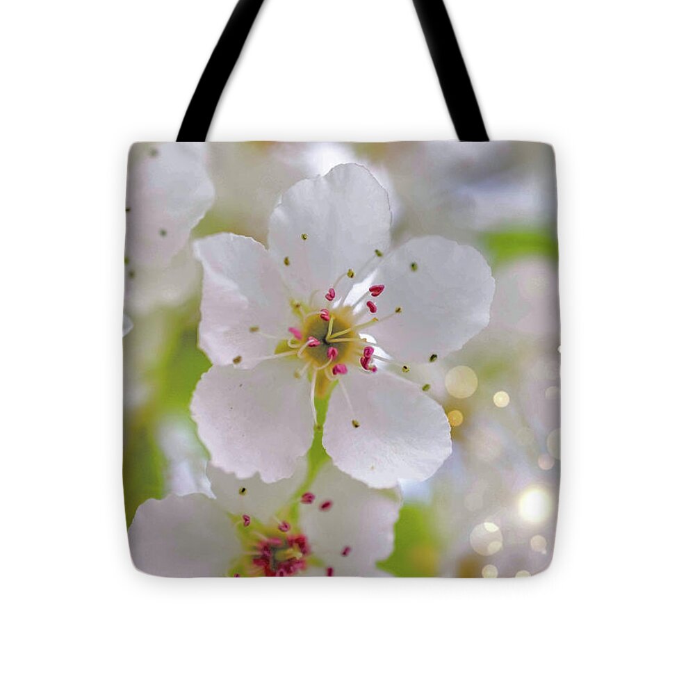 White and Sparkly Blooms - Tote Bag