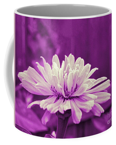 White Flower on a Purple Artistic Background - Mug