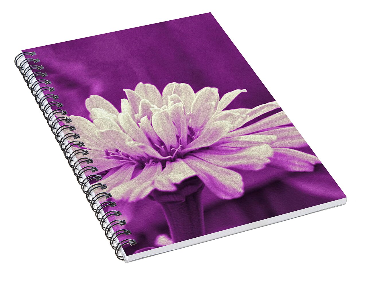 White Flower on a Purple Artistic Background - Spiral Notebook
