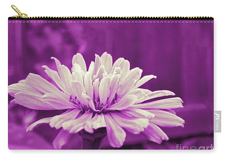 White Flower on a Purple Artistic Background - Zip Pouch