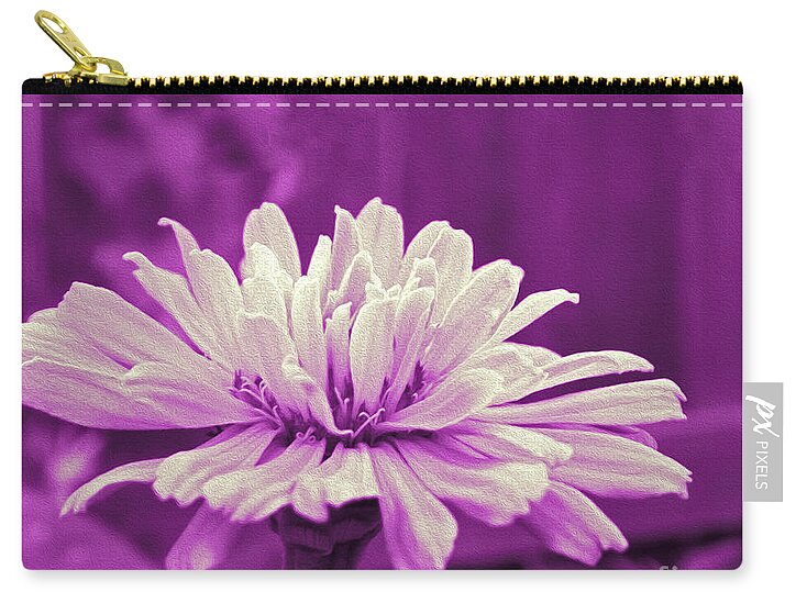 White Flower on a Purple Artistic Background - Zip Pouch