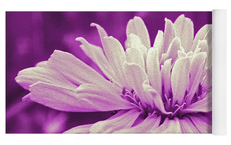 White Flower on a Purple Artistic Background - Yoga Mat