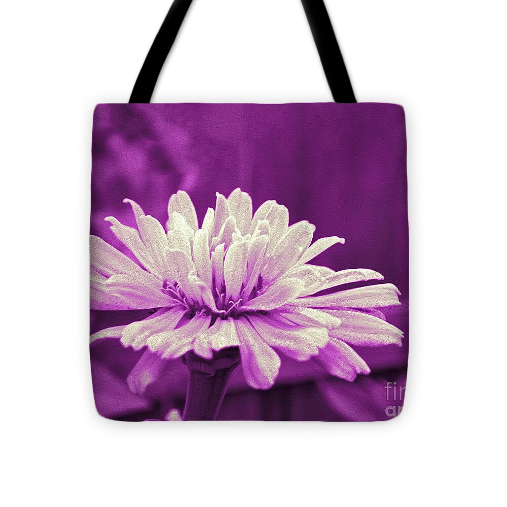 White Flower on a Purple Artistic Background - Tote Bag