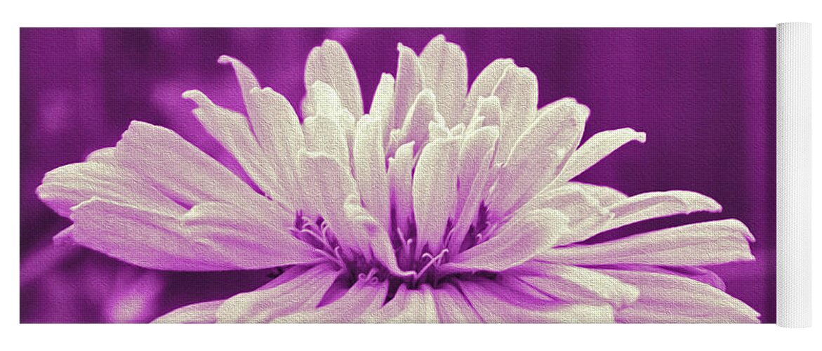 White Flower on a Purple Artistic Background - Yoga Mat