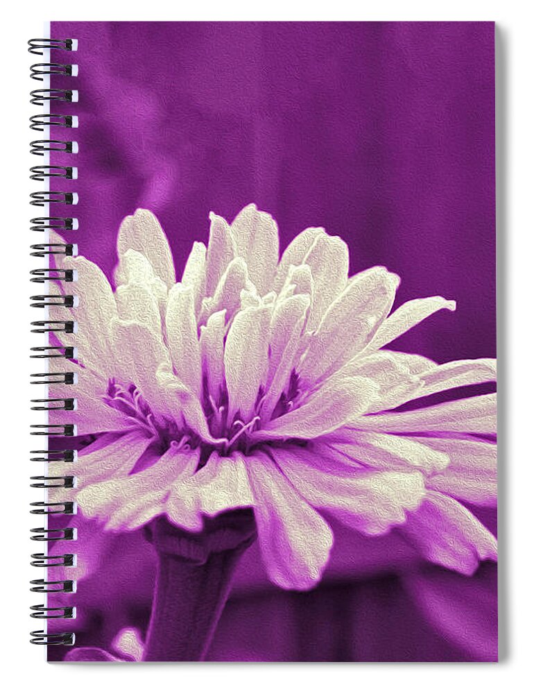 White Flower on a Purple Artistic Background - Spiral Notebook