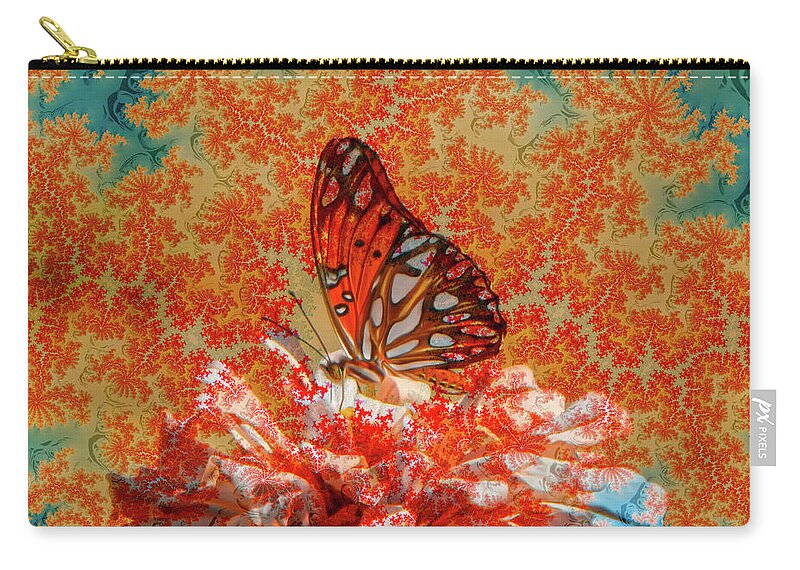 Wonderful Orange Butterfly Pattern Overlay - Zip Pouch