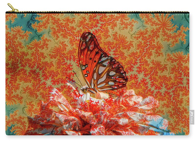 Wonderful Orange Butterfly Pattern Overlay - Zip Pouch