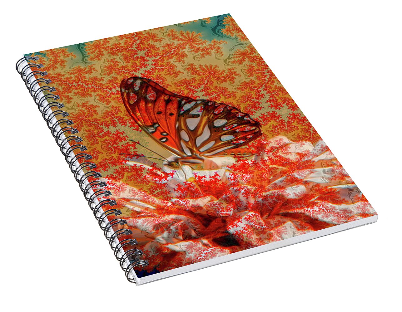 Wonderful Orange Butterfly Pattern Overlay - Spiral Notebook