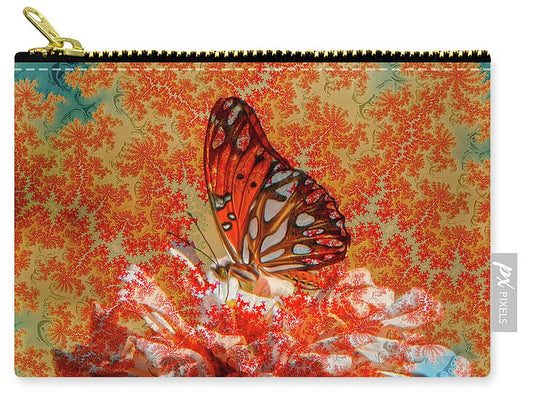 Wonderful Orange Butterfly Pattern Overlay - Zip Pouch