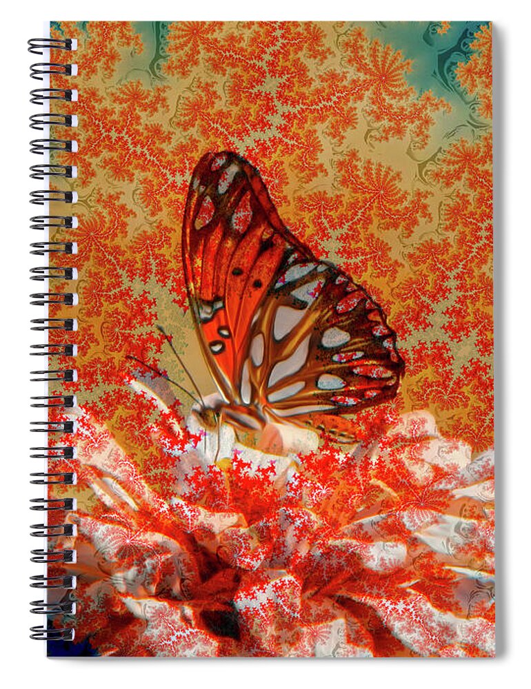 Wonderful Orange Butterfly Pattern Overlay - Spiral Notebook