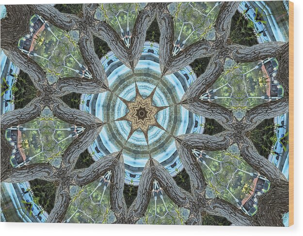 Wood Links Abstract art Kaleidoscope - Wood Print