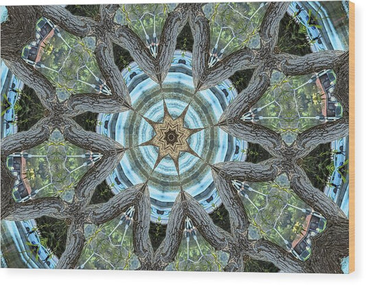 Wood Links Abstract art Kaleidoscope - Wood Print